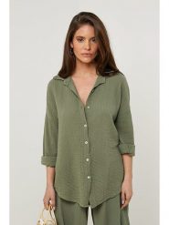 Rodier Lin Lniana koszula w kolorze khaki rozmiar: M/L. Brązowe koszule Rodier Lin, l, bez wzorów, ze lnu, bez kołnierzyka, bez ramiączek. Za 136.45 zł.
