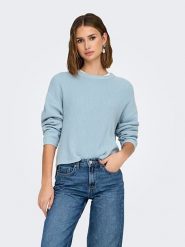 ONLY Sweter w kolorze błękitnym rozmiar: M. Niebieskie swetry Only, m, bez wzorów, ze splotem, bez ramiączek. Za 96.95 zł.