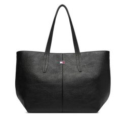Torebka Tommy Jeans. Czarne shopper Tommy Jeans, bez wzorów, z jeansu, bez dodatków. Za 529.99 zł.
