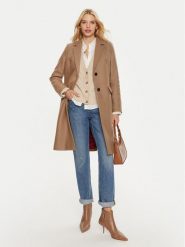 Tommy Hilfiger Płaszcz wełniany WW0WW42738 Brązowy Regular Fit. Brązowe płaszcze TOMMY HILFIGER, na zimę, bez wzorów, z wełny, bez kaptura. Za 1,699.00 zł.