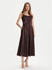 Rinascimento Sukienka koktajlowa CFC0125066003 Brązowy Regular Fit. Brązowe sukienki Rinascimento, l, bez wzorów, z syntetyku, wizytowe, bez kołnierzyka, bez ramiączek. Za 749.99 zł.
