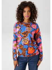 Aniston Bluza w kolorze niebiesko-pomarańczowym rozmiar: 40. Niebieskie bluzy Aniston, bez wzorów, bez kaptura. Za 61.60 zł.
