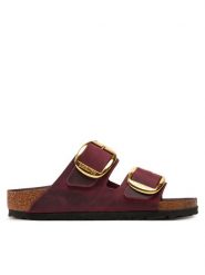 Birkenstock Klapki Arizona Big Buckle Leoi 1027988 Bordowy. Czerwone klapki Birkenstock, bez wzorów, ze skóry, bez obcasa. Za 569.99 zł.