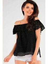 Awama Bluzka w kolorze czarnym rozmiar: S/M. Czarne bluzki Awama, m, bez wzorów, z bawełny, bez kołnierzyka, bez ramiączek. Za 119.99 zł.