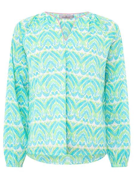 Zwillingsherz Bluzka "Joyful" w kolorze turkusowym rozmiar: L/XL. Niebieskie bluzki Zwillingsherz, l, bez wzorów, z wiskozy, bez kołnierzyka, bez ramiączek. Za 109.26 zł.