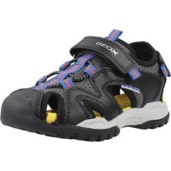 Sandały GEOX J BOREALIS B Czarny. Czarne sandały Geox, bez wzorów, z syntetyku, sportowe, bez obcasa, bez zapięcia. Za 254.99 zł.