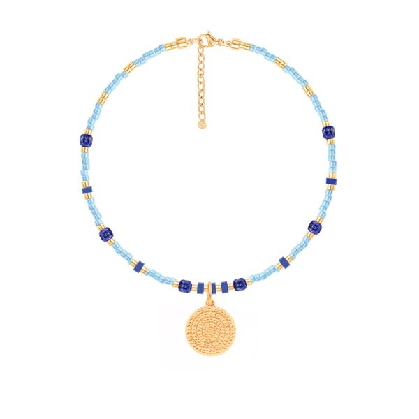 Bransoletka z niebieskimi japońskimi koralikami Miyuki z zawieszką Boho I. Niebieskie bransoletki Lilou, z turkusem, ze stali. Za 298.00 zł.