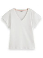 Scotch & Soda Koszulka w kolorze białym rozmiar: S. Białe bluzki Scotch & Soda, s, bez wzorów, z bawełny, bez kołnierzyka, bez ramiączek. Za 110.55 zł.