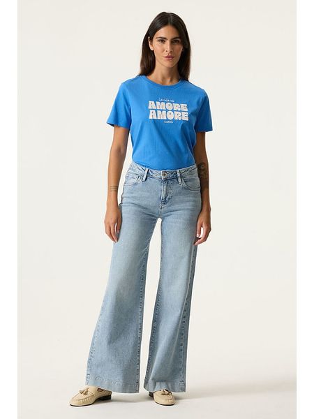 Garcia Koszulka w kolorze niebieskim rozmiar: M. Niebieskie bluzki Garcia, m, bez wzorów, z bawełny, bez kołnierzyka, bez ramiączek. Za 86.95 zł.