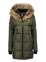 Geographical Norway Płaszcz pikowany "Beautiful" w kolorze oliwkowym rozmiar: L. Brązowe parki Geographical Norway, l, z aplikacjami, bez kaptura. Za 289.88 zł.