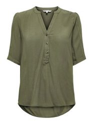 ONLY Bluzka w kolorze khaki rozmiar: 42. Brązowe bluzki Only, s, bez wzorów, z wiskozy, klasyczne, bez kołnierzyka, bez ramiączek. Za 88.43 zł.