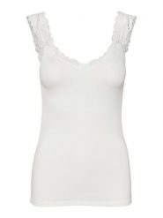 Vero Moda Top "Rosa" w kolorze białym rozmiar: M. Białe topy Vero Moda, m, bez wzorów, z koronki, bez kołnierzyka, bez ramiączek. Za 65.69 zł.