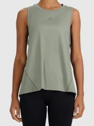 4F Top sportowy w kolorze khaki rozmiar: XL. Brązowe koszulki sportowe 4f, bez wzorów, z materiału, bez ramiączek, outdoorowe. Za 49.99 zł.