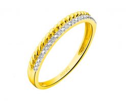 Pierścionek z żółtego złota z diamentami - 0,02 ct - próba 375. Żółte pierścionki Apart, z diamentem, złote. Za 1,149.00 zł.