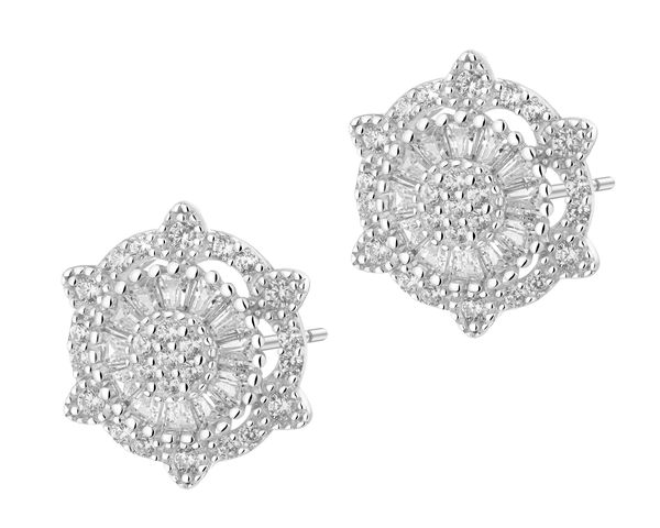 Kolczyki srebrne z cyrkoniami - rozety. Szare kolczyki Apart, z cyrkonią, srebrne. Za 154.00 zł.