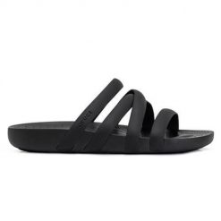 Klapki damskie Crocs Splash Strappy Sandal. Czarne klapki Crocs, bez wzorów, z materiału, bez obcasa. Za 275.00 zł.
