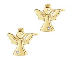 Kolczyki z żółtego złota z diamentami - aniołki - 0,004 ct - próba 375. Żółte kolczyki Apart, z diamentem, złote. Za 639.00 zł.