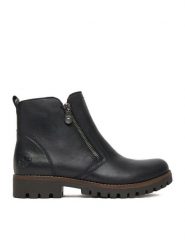 Rieker Botki CEO-78556-00 Czarny. Czarne botki Rieker, bez wzorów, ze skóry, bez obcasa, na płaskiej podeszwie, bez zapięcia. Za 429.99 zł.