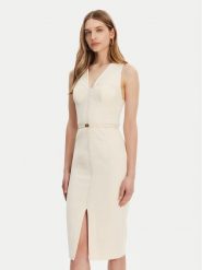 Elisabetta Franchi Sukienka koktajlowa AB-706-51E2-193 Écru Slim Fit. Sukienki Elisabetta Franchi, bez wzorów, z syntetyku, wizytowe, bez kołnierzyka, bez ramiączek. Za 1,199.00 zł.