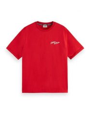Scotch & Soda Koszulka w kolorze czerwonym rozmiar: M. Czerwone bluzki Scotch & Soda, m, bez wzorów, z bawełny, bez kołnierzyka, bez ramiączek. Za 96.83 zł.