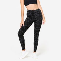 Legginsy fitness damskie Domyos. Szare legginsy DOMYOS, xl, bez wzorów, z bawełny. Za 59.99 zł.