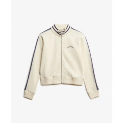 Damska bluza dresowa zapinana na zamek Superdry Athletic Essentials. Białe bluzy Superdry, bez wzorów, z dresówki, bez kaptura. Za 327.70 zł.