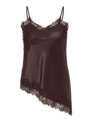 ONLY Carmakoma Top w kolorze brązowym rozmiar: 44. Brązowe topy Only Carmakoma, bez wzorów, z koronki, z asymetrycznym kołnierzem, bez ramiączek. Za 129.95 zł.