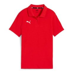 Koszulka sportowa damska polo Puma TEAMGOAL. Białe koszulki polo Puma, l, bez wzorów, z bawełny, bez kołnierzyka, bez ramiączek. Za 120.29 zł.