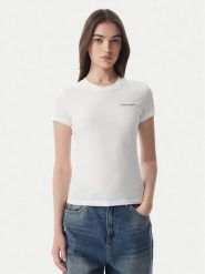 Tommy Jeans T-Shirt Ess Logo DW0DW23479 Biały Slim Fit. Białe t-shirty Tommy Jeans, m, bez wzorów, z bawełny, bez kołnierzyka, bez ramiączek. Za 129.99 zł.