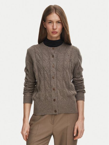 Tommy Hilfiger Kardigan Soft WW0WW52191 Beżowy ciemny Regular Fit. Brązowe kardigany TOMMY HILFIGER, xl, bez wzorów, z wełny. Za 649.99 zł.