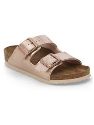 Birkenstock Klapki "Arizona" w kolorze miedzianym rozmiar: 39. Pomarańczowe klapki Birkenstock, bez wzorów, z otwartym noskiem, bez obcasa. Za 374.23 zł.