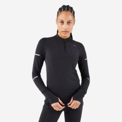 Bluza do biegania damska Kiprun Run 900 Warm. Czarne bluzy KIPRUN, l, bez wzorów, z materiału, bez kaptura. Za 149.99 zł.