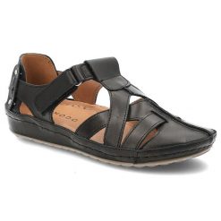 Czarne Sandały Armodo Wygodne Obuwie Damskie. Czarne sandały Armodo, bez wzorów, ze skóry, z otwartym noskiem, bez obcasa, bez zapięcia. Za 289.00 zł.