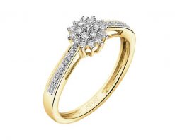 Pierścionek z żółtego złota z diamentami - 0,18 ct - próba 585. Żółte pierścionki Apart, z diamentem, złote. Za 3,490.00 zł.