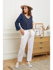 Le Monde du Lin Lniana bluzka w kolorze granatowym rozmiar: 38/40. Niebieskie bluzki Le Monde du Lin, bez wzorów, ze lnu, klasyczne, bez kołnierzyka, bez ramiączek. Za 124.95 zł.