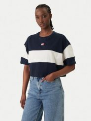 Tommy Jeans T-Shirt Badge Colour-Blocked DW0DW18706 Granatowy Oversize. Niebieskie t-shirty Tommy Jeans, xs, bez wzorów, z bawełny, bez kołnierzyka, bez ramiączek. Za 189.99 zł.