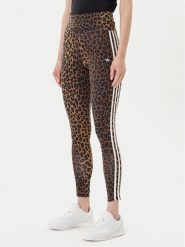 Adidas Legginsy Leopard 3-Stripes JW7308 Brązowy Slim Fit. Brązowe legginsy Adidas, xl, bez wzorów, z bawełny. Za 199.99 zł.