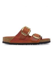 Birkenstock Skórzane klapki "Arizona" w kolorze pomarańczowym rozmiar: 38. Pomarańczowe klapki Birkenstock, bez wzorów, z otwartym noskiem, bez obcasa. Za 546.48 zł.