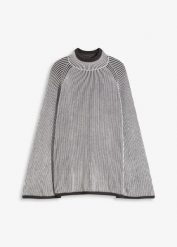 Sweter oversize ze stójką. Szare swetry bonprix, bez wzorów, bez ramiączek. Za 109.99 zł.