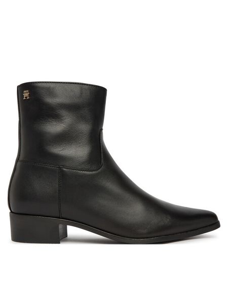 Tommy Hilfiger Botki Leather Ankle Boot W Zip FW0FW09921 Czarny. Czarne botki TOMMY HILFIGER, bez wzorów, ze skóry, bez obcasa, na płaskiej podeszwie, bez zapięcia. Za 699.99 zł.