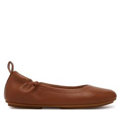Baleriny FitFlop. Brązowe baleriny FitFlop, bez wzorów, bez obcasa. Za 249.99 zł.