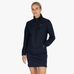 Bluza z kapturem trening damska Swedemount On Course Fullzip szybkoschnąca. Niebieskie bluzy SWEDEMOUNT, bez wzorów, z kapturem. Za 279.99 zł.
