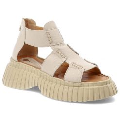 Sandały damskie Armodo, na grubej podeszwie ze skóry naturalnej na zamek, beżowe, 1510-2051. Brązowe sandały Armodo, bez wzorów, ze skóry, bez obcasa, bez zapięcia. Za 269.00 zł.