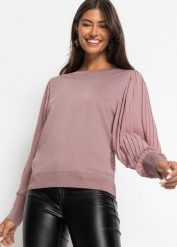 Sweter z cienkiej dzianiny z lejącej mieszanki wiskozy. Czerwone swetry bonprix, bez wzorów, z dzianiny, bez ramiączek. Za 114.99 zł.