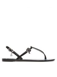 KARL LAGERFELD Sandały Jelly KL80002G Czarny. Czarne sandały KARL LAGERFELD, bez wzorów, z tworzywa sztucznego, bez obcasa, na płaskiej podeszwie, bez zapięcia. Za 279.99 zł.