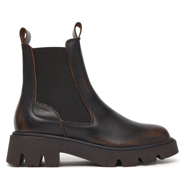 Sztyblety Tamaris. Brązowe botki Tamaris, bez wzorów, bez obcasa, na płaskiej podeszwie, bez zapięcia. Za 484.99 zł.