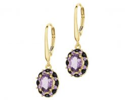 Kolczyki z żółtego złota z czarnymi brylantami i ametystami - próba 585. Czarne kolczyki Apart, z ametystem, złote. Za 4,659.00 zł.