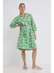Josephine & Co Sukienka "Djenna" w kolorze biało-zielonym rozmiar: 34. Białe sukienki Josephine & Co, bez wzorów, z bawełny, bez kołnierzyka, bez ramiączek, midi. Za 260.99 zł.