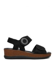 Go Soft Sandały CEO-WI16-ALIA-02 Czarny. Czarne sandały GO SOFT, bez wzorów, ze skóry, bez obcasa, na koturnie, bez zapięcia. Za 169.99 zł.