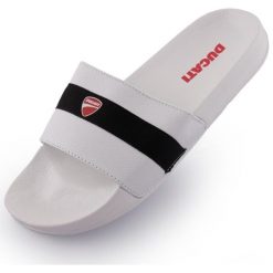 Ducati Unisex Klapki Białe Czarne 42 - Komfort i Styl. Białe klapki Ducati, bez wzorów, z materiału, bez obcasa. Za 176.99 zł.